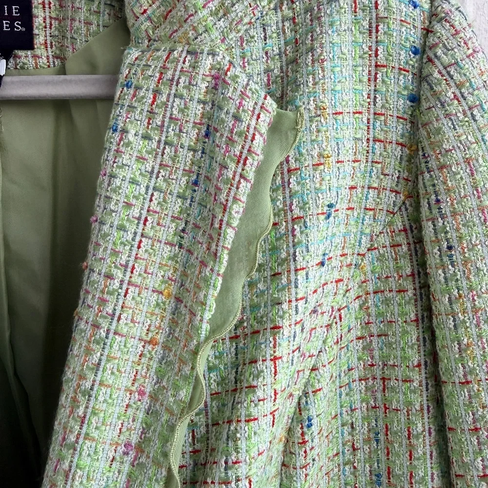 Vintage Maggie Barnes Tweed‎ Blazer | 20W Petite | Green Multicolor | Lined